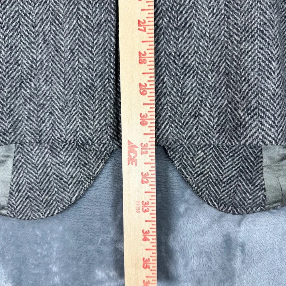 Adams Row Mens Grey Herringbone Wool Blazer Sport Coat Vintage Union Made USA